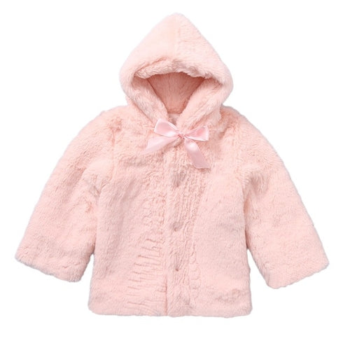 Kids Baby Girl Winter Warm Hooded Fur Fuzzy Coat