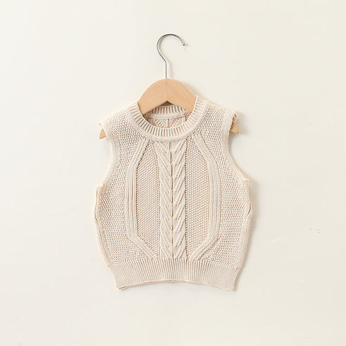 Autumn New Arrival Baby Kids Sleeveless Jacquard Pattern Knitted Vest