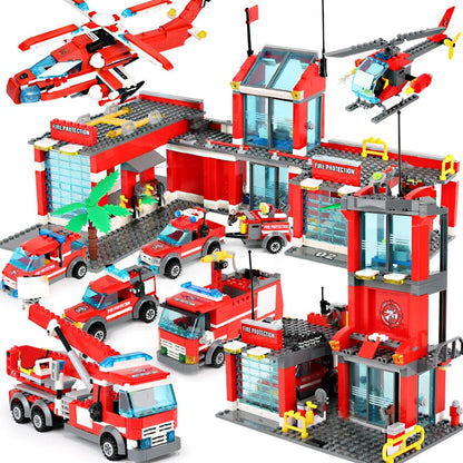 1123pcs Fire Station Classic Model Blocks City