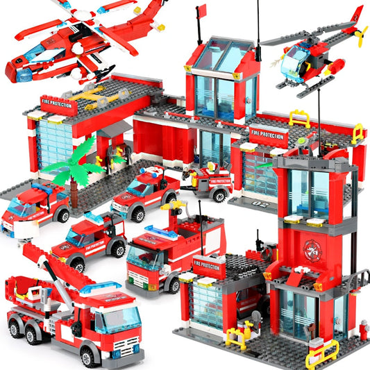 1123pcs Fire Station Classic Model Blocks City