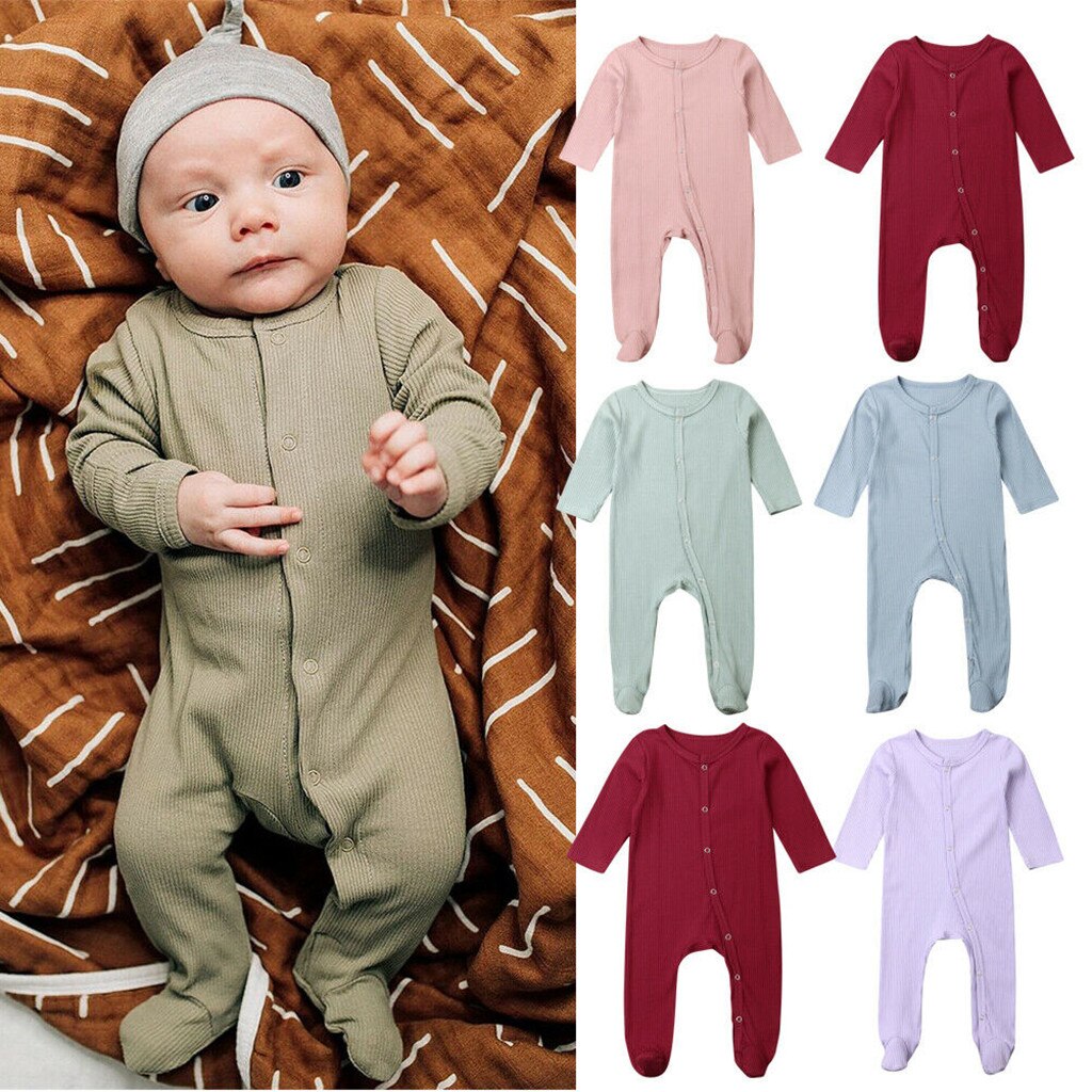 2019 New Baby Romper Girl Boy Autumn Solid Long