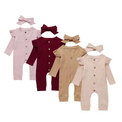 2PCS Newborn Baby Girl Boy Rompers Clothes Knitted