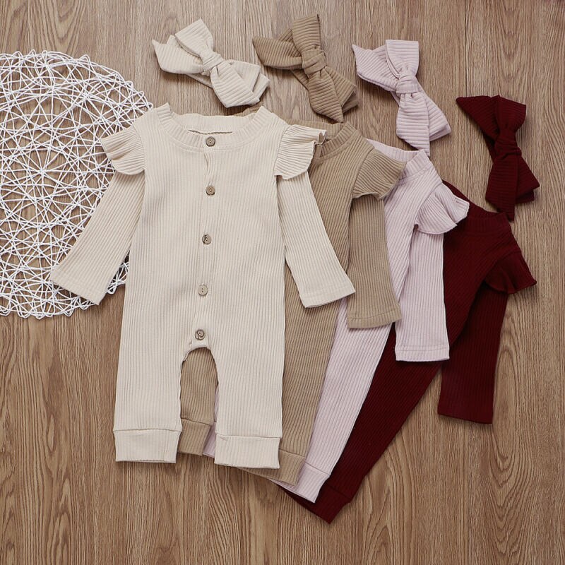 2PCS Newborn Baby Girl Boy Rompers Clothes Knitted