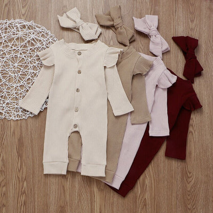 2PCS Newborn Baby Girl Boy Rompers Clothes Knitted
