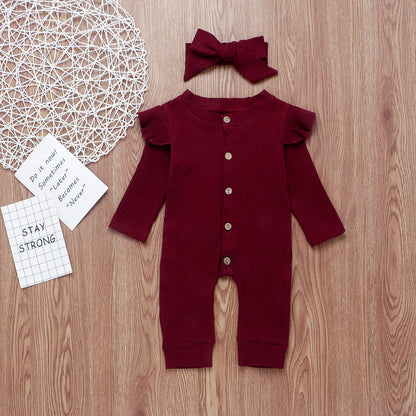 2PCS Newborn Baby Girl Boy Rompers Clothes Knitted