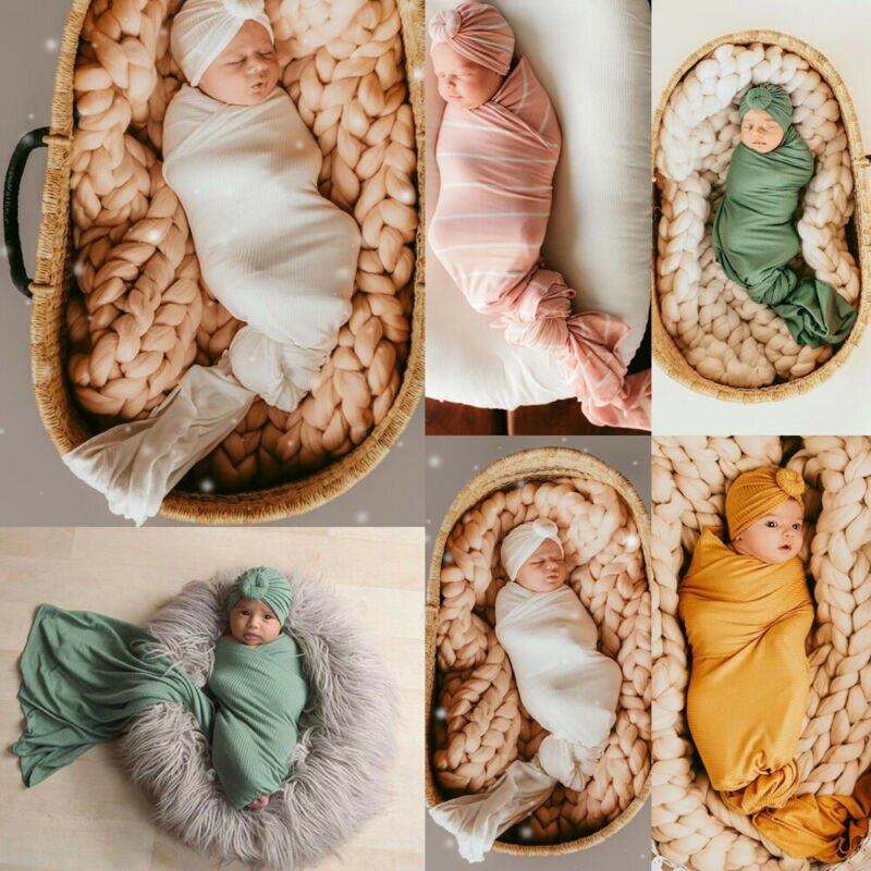 2pc Newborn Baby Boy Girls Blankets Cocoon Swaddle