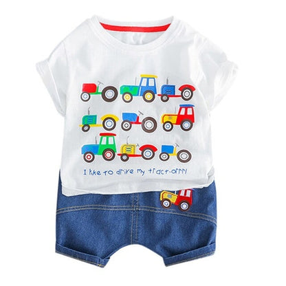 Baby Boy Clothes Summer Cartoon Car Letter Tops
