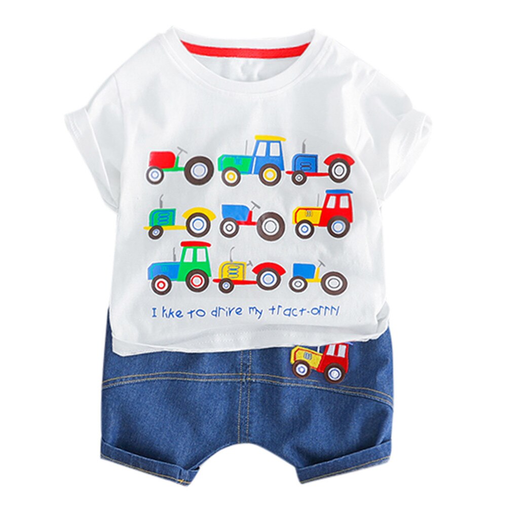 Baby Boy Clothes Summer Cartoon Car Letter Tops