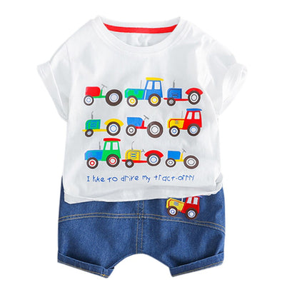 Baby Boy Clothes Summer Cartoon Car Letter Tops