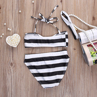 Baby Girls Striped Bow Bikini Suit Swimwear