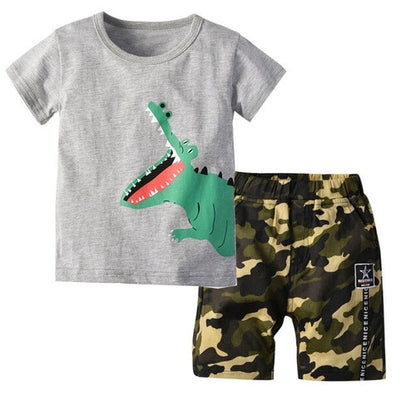 Boys Clothes Stripe Cartoon Print Tops T