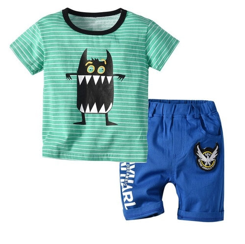 Boys Clothes Stripe Cartoon Print Tops T