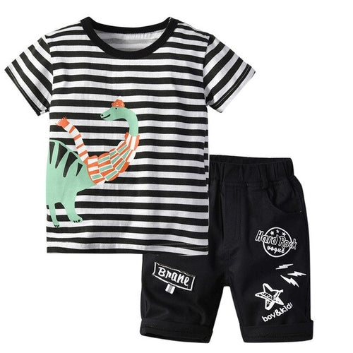 Boys Clothes Stripe Cartoon Print Tops T