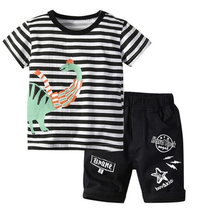 Boys Clothes Stripe Cartoon Print Tops T