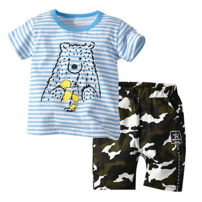 Boys Clothes Stripe Cartoon Print Tops T