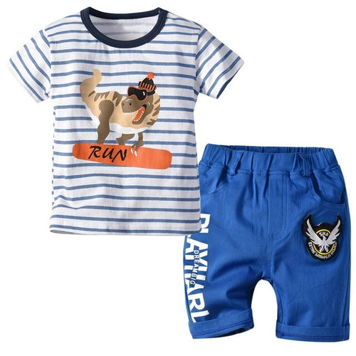Boys Clothes Stripe Cartoon Print Tops T