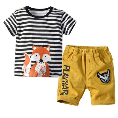 Boys Clothes Stripe Cartoon Print Tops T