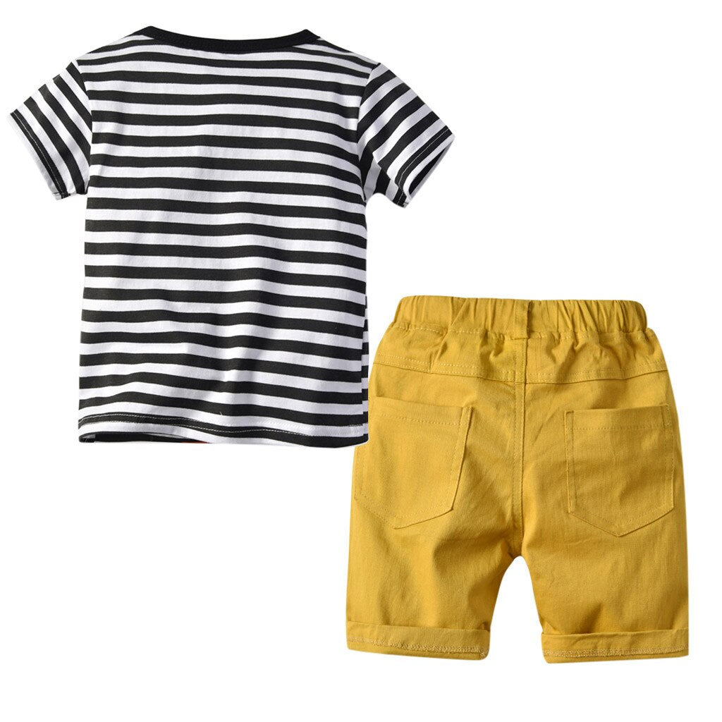 Boys Clothes Stripe Cartoon Print Tops T