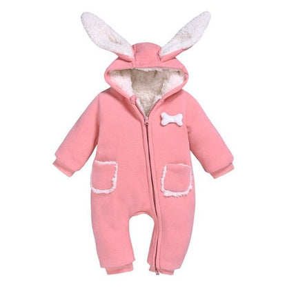 Cartoon Rabbit Ear Hooded Romper Coat Outwear