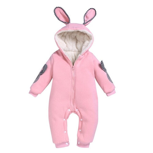Cartoon Rabbit Ear Hooded Romper Coat Outwear