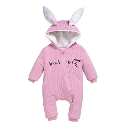 Cartoon Rabbit Ear Hooded Romper Coat Outwear
