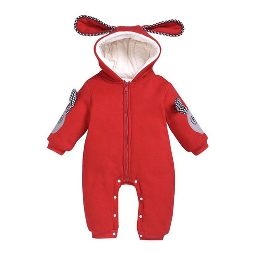 Cartoon Rabbit Ear Hooded Romper Coat Outwear