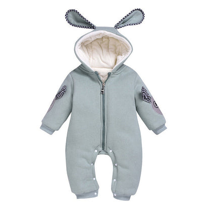 Cartoon Rabbit Ear Hooded Romper Coat Outwear