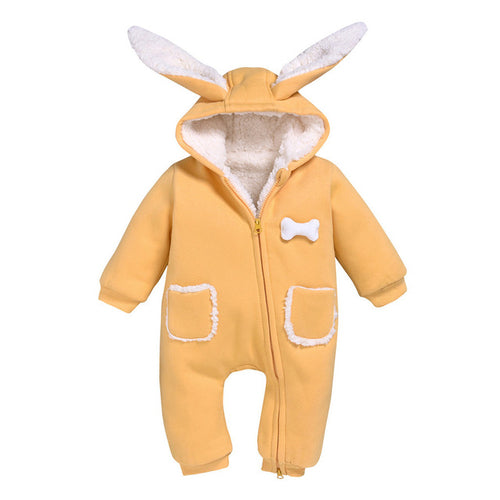 Cartoon Rabbit Ear Hooded Romper Coat Outwear