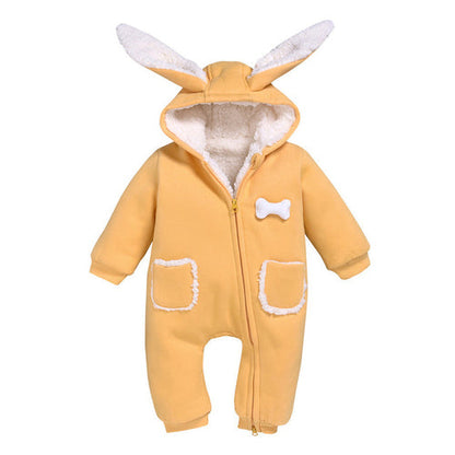 Cartoon Rabbit Ear Hooded Romper Coat Outwear