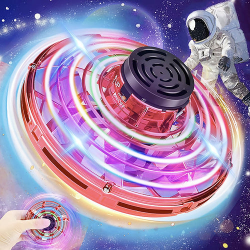 Zummy Flying Mini UFO Toy for Kids with RGB Lights, Black