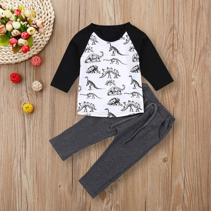 Children Kid Baby Boys Girls Dinosaur Bone Print