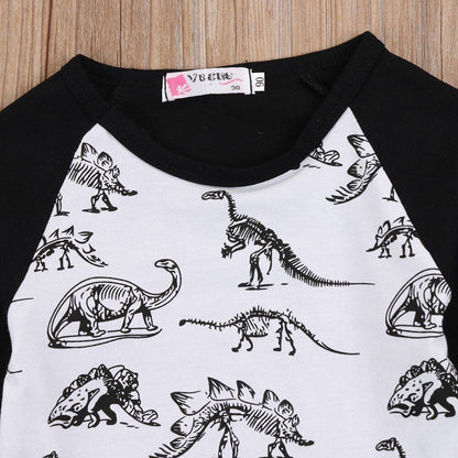 Children Kid Baby Boys Girls Dinosaur Bone Print