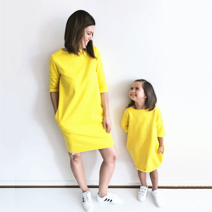 Fashion Bright Family Matching Dresses Summer Mom