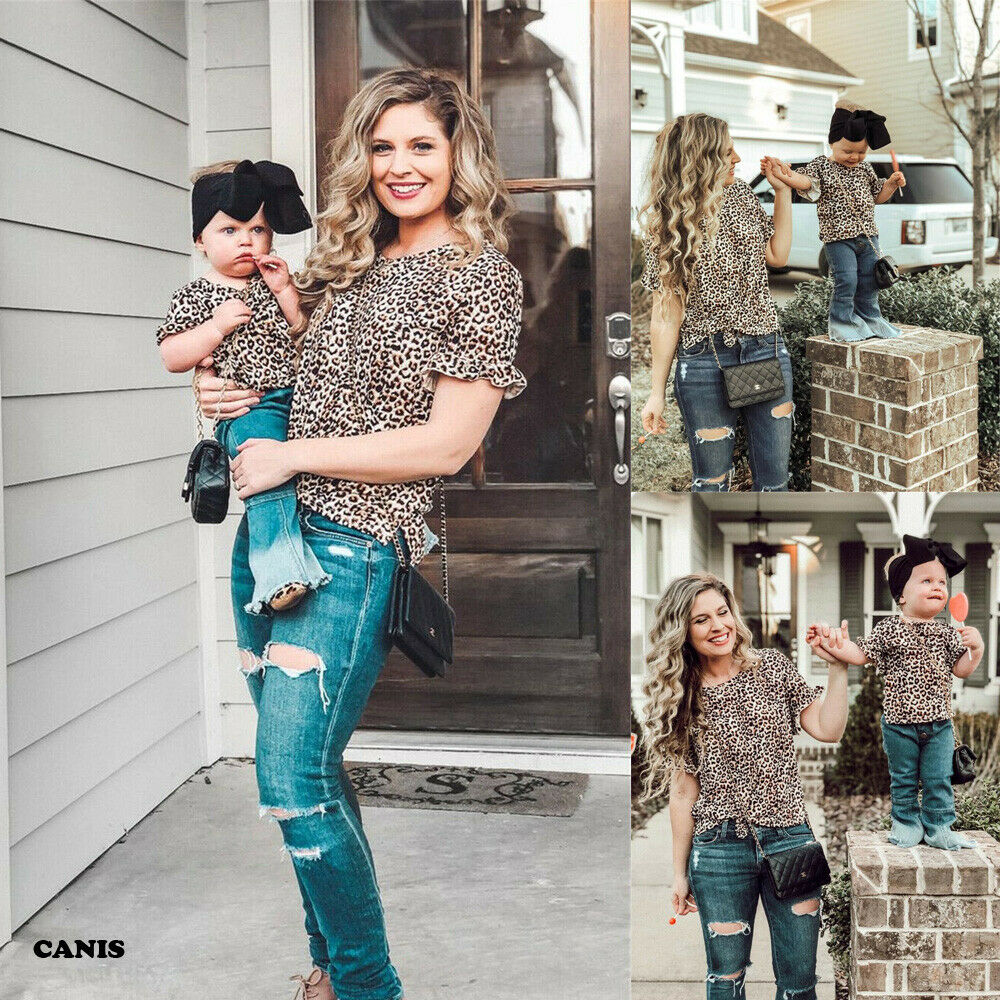 Fashion Mother and Daughter Leopard Print Summer