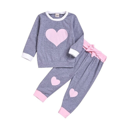 Kid Toddler Baby Girl Heart Long Sleeve Pajamas