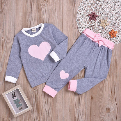 Kid Toddler Baby Girl Heart Long Sleeve Pajamas