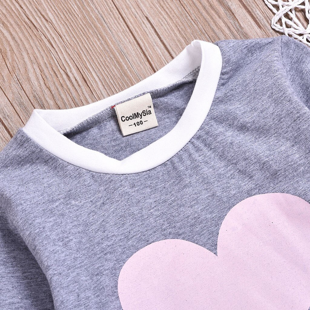 Kid Toddler Baby Girl Heart Long Sleeve Pajamas