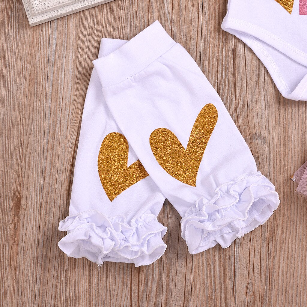 Kids Baby Girl Letter Romper Tulle Bow Sequin