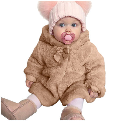 Kids Baby Girl Winter Warm Hooded Fur Fuzzy Coat