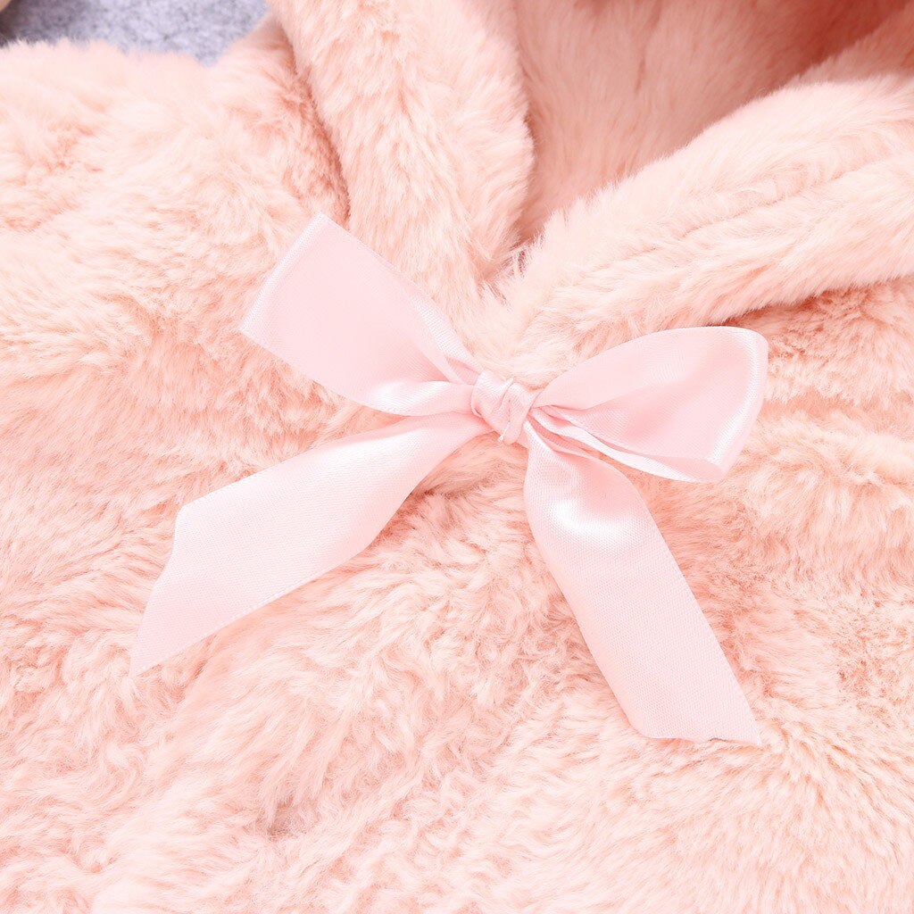 Kids Baby Girl Winter Warm Hooded Fur Fuzzy Coat