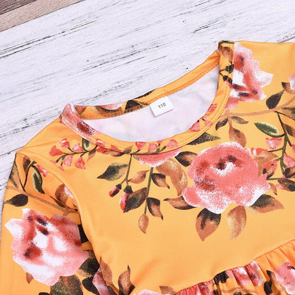 Little Girl Clothes Floral Ruched Tops Solid Jeans