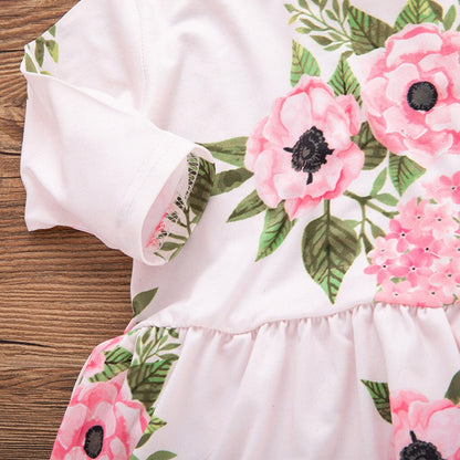 Newborn Baby Girl Floral T shirt Tops Dress Pants