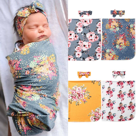 Newborn Floral Snuggle Swaddle Blanket Baby Boys