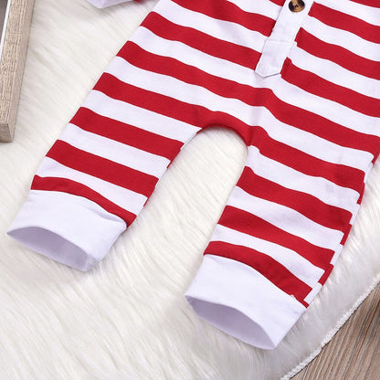 Newborn Infant Baby Gentleman Jumpsuit Striper Bow