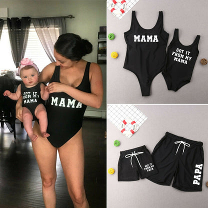 One Piece Swimwear Family Matching Swimsuit Mother