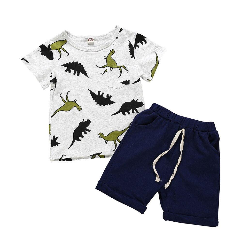 Summer 2Pcs Infant Baby Boys Short Sleeve Cartoon