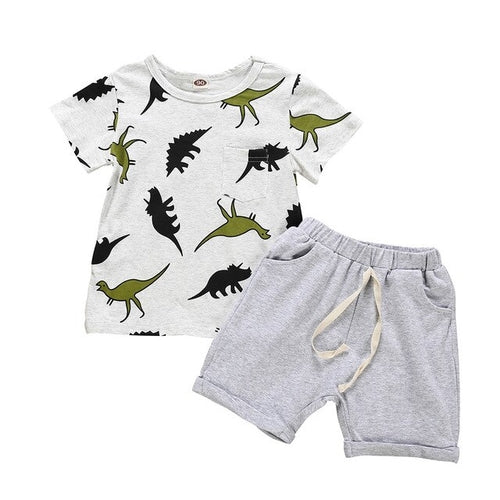 Summer 2Pcs Infant Baby Boys Short Sleeve Cartoon