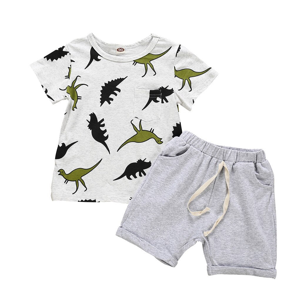 Summer 2Pcs Infant Baby Boys Short Sleeve Cartoon