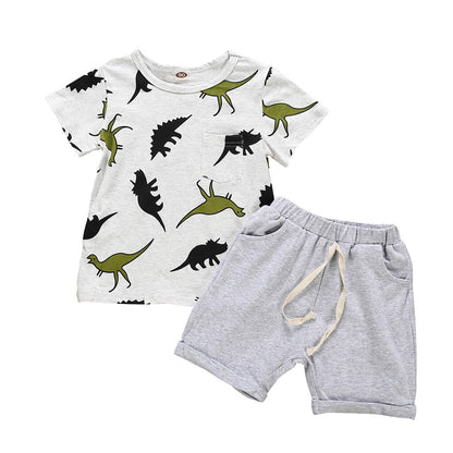 Summer 2Pcs Infant Baby Boys Short Sleeve Cartoon