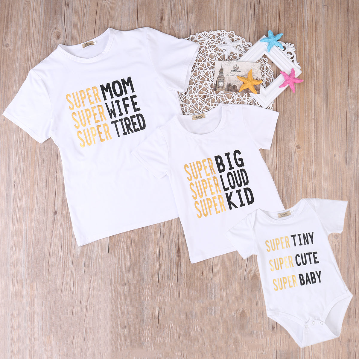 Super Famiy matching T shirt Mom Kids Tee Baby